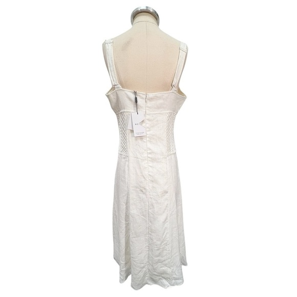 Reiss Etta Linen Sleeveless Corset Midi Dress White Size 10 NEW - Picture 5 of 13